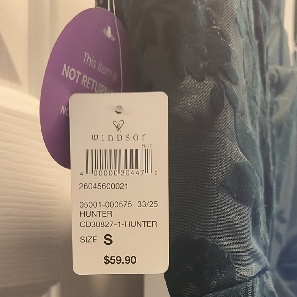 Windsor | Never Worn Hunter Green Emme Flocked Velvet Midi Formal Dress - Picture 8 of 10